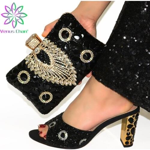 Fashion Italian Women Wedding Pumps with Purse Hot Sale Fashion Stone Shoes and Bag Set for Evening Party Ladies Sexy High Heels