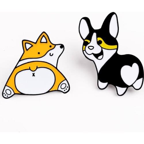 Cartoon Cute Corgi Dog Brooches Women Hat Bag Collar Pin Men Jackets Backpack Badges Enamel Metal Brooch Jewelry Gifts For Kids