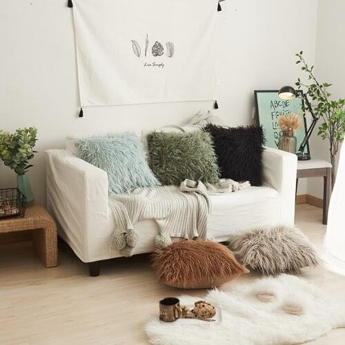 Soft Fur Plush Cushion Cover Home Decor Pillow Covers Living Room Bedroom Sofa Decorative Pillowcase 45x45cm Shaggy Fluffy Cover