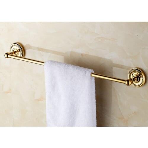 Wall Mounted Polished Gold Color Brass Bathroom Single Towel Bar Towel Rail Holder Bathroom Accessory mba603