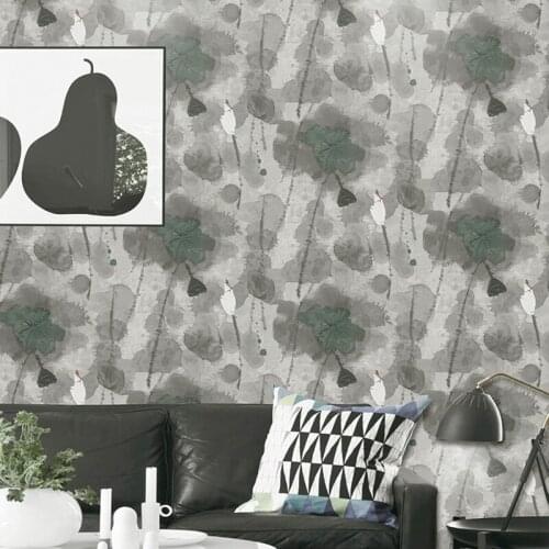 Chinese Style Non-woven Wallpaper Lotus Leaves Diamond Pattern Living Room Bedroom Household Interior Decoration Wall Covering