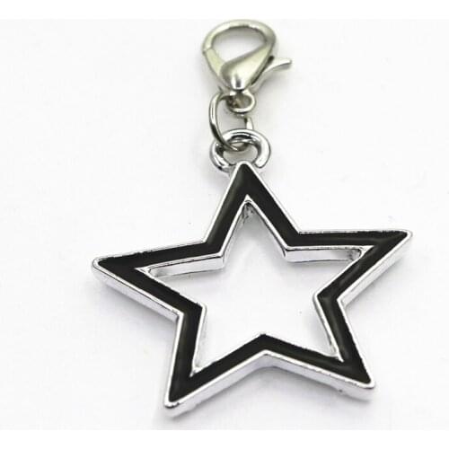 New Arrive 10pcs Silver Black Star Charm For DIY Bracelets Hanging Charm Necklace Dangle Charm Findings Jewelry Accessories