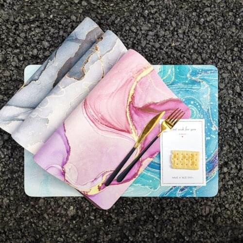 Nordic Ins Style Imitation Leather Placemat Multi-color Printing Home Table Mat Water Oil Proof Heat Insulation Anti-scalding