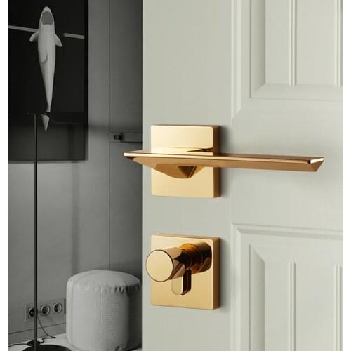 Luxury Golden Nordic Simple Black Bedroom Door Lock Split Wooden Door Lock Polished Gold Silent Door Lock with Key