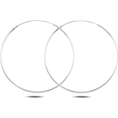 Silver 925 Sterling 40mm Simple Ring Earrings