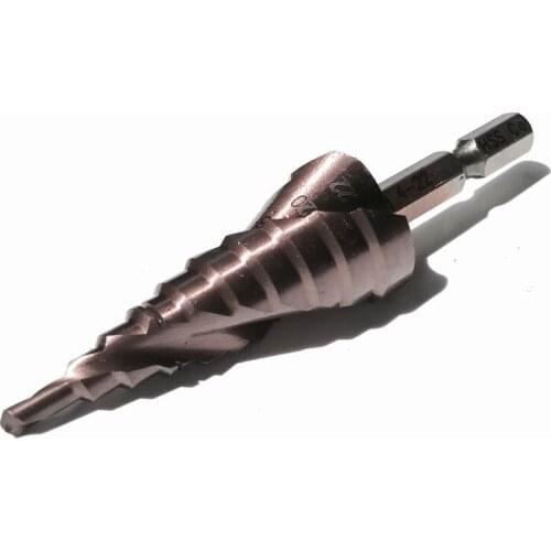 Free shipping of 1PC 1/4" hex shank 6-24mm HSS M35 industrial quality spiral flute Step Drill Bit cone hole cutter for SS steel