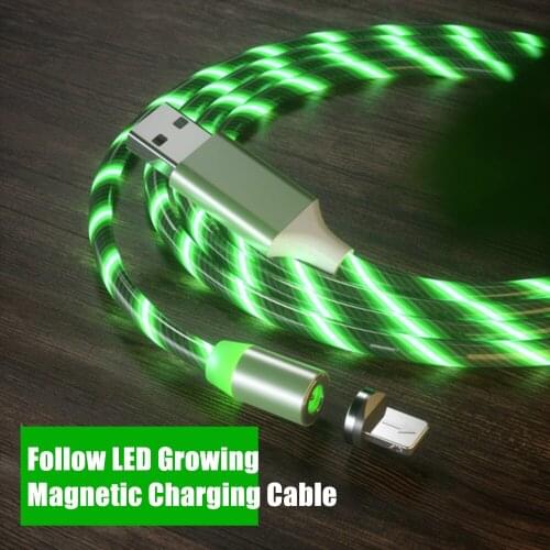 LED Glowing Light Magnetic Fast Charger Cable For Xiaomi 10 Pro CC9 Motorola Moto E6 P50 One Vision Z4 Z5 G7 Play Power P30 Note