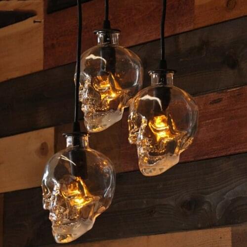 Vintage Wall Lamp Industrial Loft Decoration Skull Lamp Bedside Lamp Loft Bar Restaurant Rustic Black Glass Sconce Wall Lights