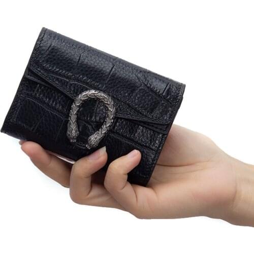Vintage Genuine Leather Card Holder For Women Cowhide Single Organ Bank Cardholder With Coin Pocket Ladies Small Short Purse