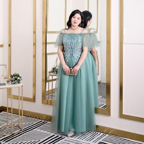 Green A-Line Floor-length Evening Dresses Ruched Lace Short Sleeve Plus Size Women Party Dress Bling Appliques Formal Gowns D407