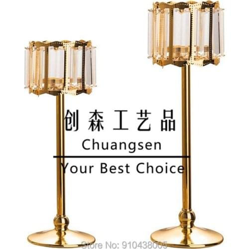 Gold Candle Holders Flower Vase Table Centerpiece Event Decor Flower Rack Wedding Decoration Flower Holder Metal Candlestick