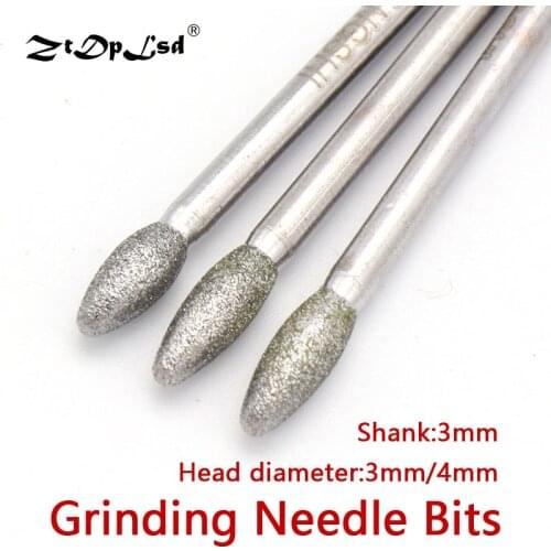 1Pcs 3MM Shank Diamond Grinding Head CBN Point Bit Set Drill Bits Burrs Needle For Metal Stone Jade Engraving Carving Tools