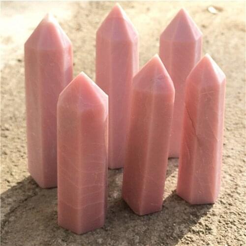 1PCS Pink Opal Wand Point Natural Stones Quartz Gems Healing Crystals Reiki Gemstones Home Decorations