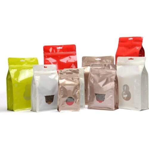 10pcs 3D three dimensional window food tea candy gift powder self sealing aluminum foil zipper bags universal tin foil bag