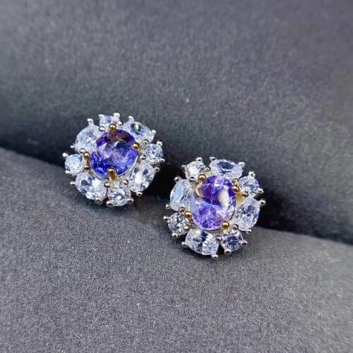 100% Natural And real Tanzanite Earrig 925 sterling silver Earring Natural Tanzanite earring