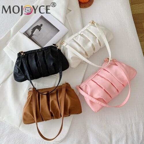 2021 Womens Fashion Handbags Women Casual Pure Color Nylon Pleated Shoulder Underarm Bag Fashion Purse Handbags
