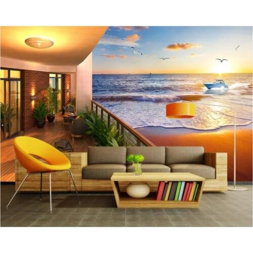 Custom photo 3d wallpaper Sea view room balcony seaside 3D scenery living room home decor 3d wall murals wallpaper for walls 3 d