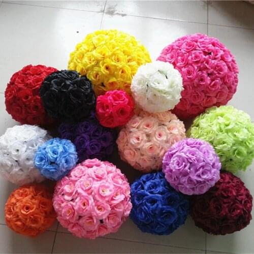 6" 15 CM Elegant Hanging Kissing Ball Ornament 16 Colors Available Artificial Rose Flower Ball For Wedding Decoration Supplies