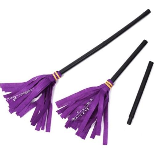 80cm Witch Broom Cosplay Witch Accessory For Halloween Party Scene Props Plastic Broom For Children Adults Halloween Costume