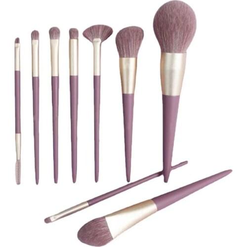 9 Pcs Makeup Brushes Professional Eyeshadow Brush Eyeliner Eyelash Lip Make Up Brush With Gift Bag Makeup Tool With Purple Bag