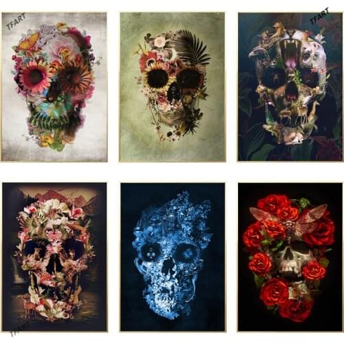 DIY Diamond Painting Abstract Flower Skull Diamond Embroidery Diamond Mosaic Diamond Embroidery for Sale Home Decoration