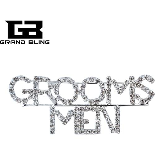 BlingBling Wedding Theme Gift "GROOMS MEN" Brooch Pin Jewelry
