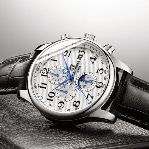 Blue Needle Mens Watches Luxury Brand Automatic Mechanical Watches Business Leather Male Clock Gentle men Casual Fashion Clock