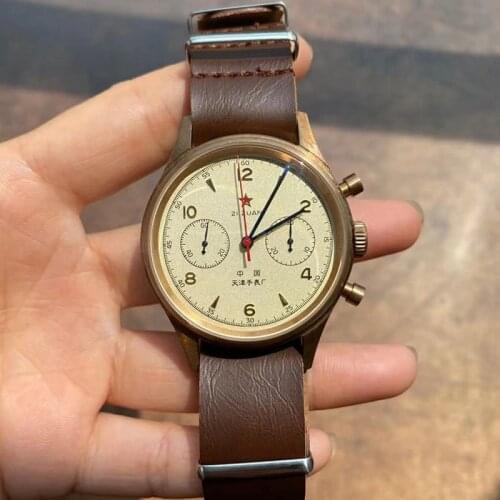 1963 Watch Pilot 40mm Dial Bronze Case Sports Men Watch For ST1901 Seagull Movement Sapphire Mirror Military Fan Air Force Watch