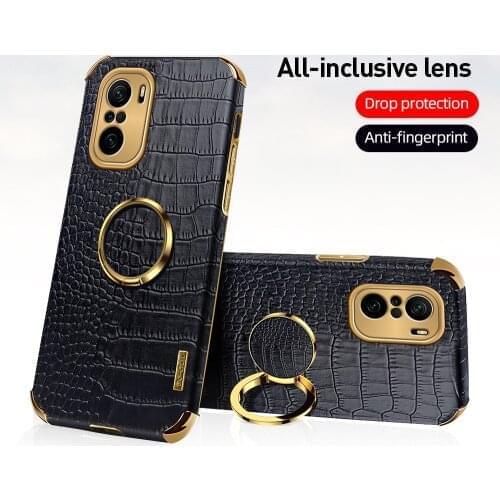 Electroplated crocodile pattern Xiomi Poco M3 Pro Case For Xiaomi Poco M3 Pocom3 Pro M3Pro Magnetic Ring Holder Stand Cover Capa