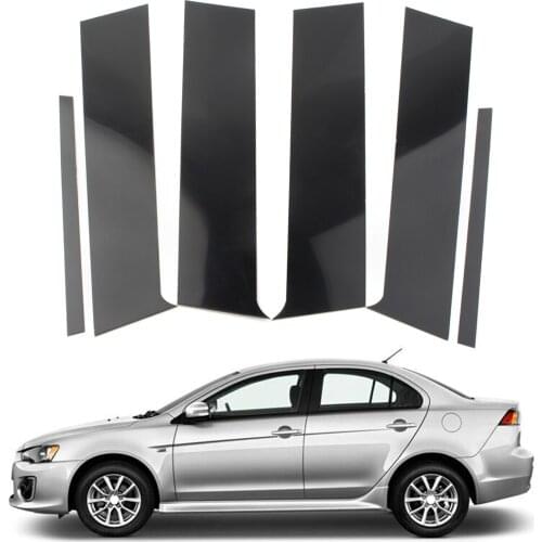 Black Car Pillar Posts Door Trim Decoration 6Pcs For Mitsubishi Lancer Sedan 2008 2009 2010 2011 2012 2013 2014 2015 2016 2017