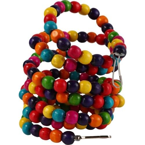 Parrot Wooden Beads Rotating Bird Climbing Ladder Bite Chew Toy Swing Stand Stand Pole Bird Supplies Parrot Toy