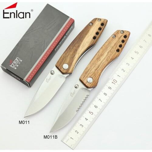 Enlan M011/M011B Folding Fruit Knife 8Cr13MoV Blade Wood Handle Camping Survival Small Pocket EDC Tool Knives