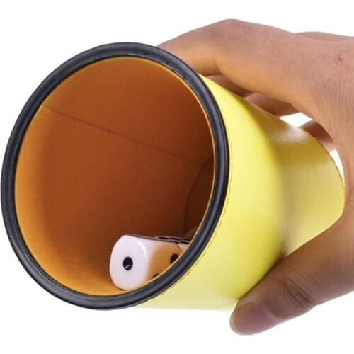 PU Leather Flannel Dice Cup Bar KTV Entertainment Dice Cup With 5pcs Dices