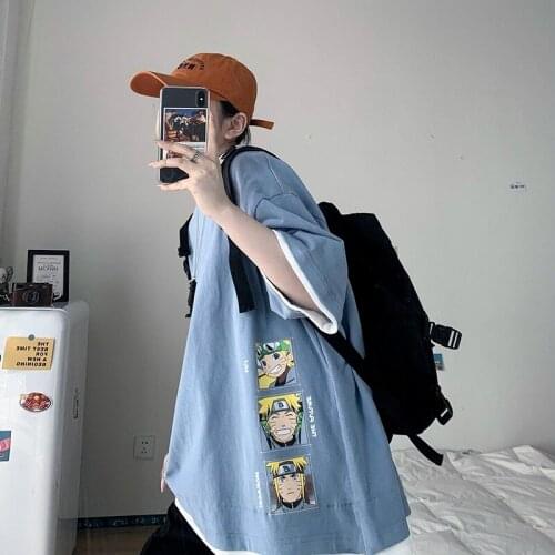 Naruto T-shirt Summer New Short-sleeve Street Trend Clothing Pure Cotton Loose Short Sleeves Suitable for Sports