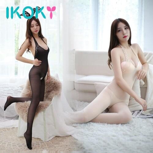 IKOKY Open Crotch Sexy Costumes Bodysuits Lace Sex Toys for Women Adult Products Exotic Apparel Sexy Lingerie