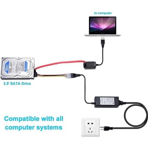 For 2.5 / 3.5 Inch Hard Drive Adapter Transfer Cable Plug And Play SATA PATA IDE To USB 2.0 Adapter Hard Disk Converter Cables