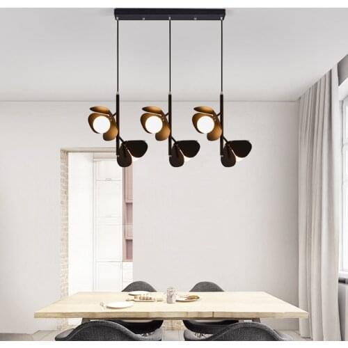 Creative LED Pendant Light Balck or White Nordic Leaf Art Hanging Lamp For Dining Room Bedroom Bedside Deco Pendant Lamps G9
