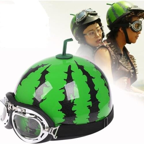 2020 New watermelon pattern motorcycle helmet four seasons cute summer protection half face motorbike helmets of ABS male ladies