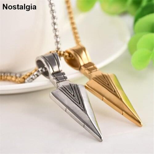 Nostalgia Fashion Metal Arrow Necklace Big Pendant Long Chain Men Hip Hop Jewelry