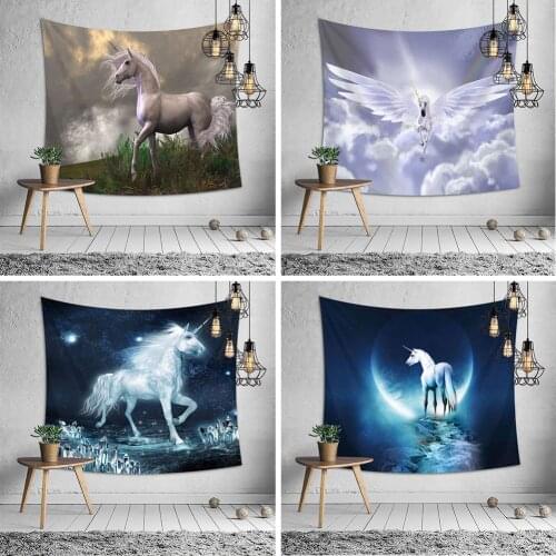 Unicorn Tapestry Wall Hanging Cute Cartoon Unicorn Printing Tapestry Polyester Home Decoration Tapestry Wall Hanging Tapiz