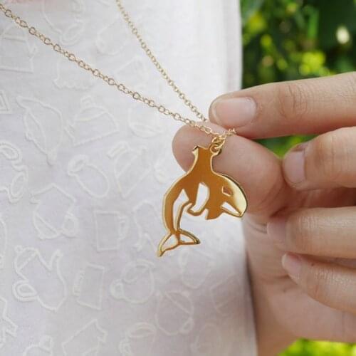 New Trendy Gold Silver Personalized Killer Whale Origami Necklace Animal Pendant Hunger Games Necklace Women Best Friend