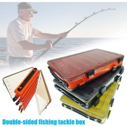 Portable Double Side Fishing Lure Hook Bait Tackle Storage Tackle Box Hard Case ASD88