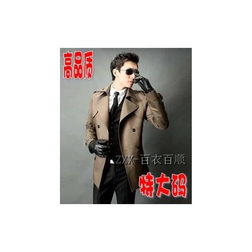 S-9xl !! Free Shipping Mens Brand Autumn Outerwear Turn-down Collar Trench Medium-long Plus Size Clothing Jacket Coat