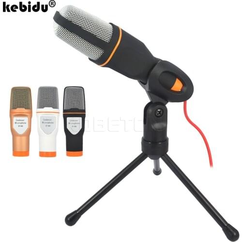 SF-666 Wired Stereo Microphone Mic Condenser Sound For Podcast Studio with Holder Clip for Chatting Singing Karaoke PC Laptop