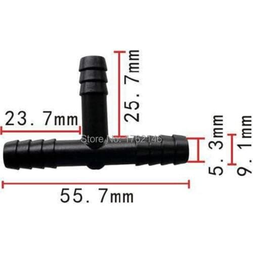 50PCS / LOT Plastic 3-Way T-Piece Hose Joiner Connector Adapter Vacuum Tee Pipe 8mm