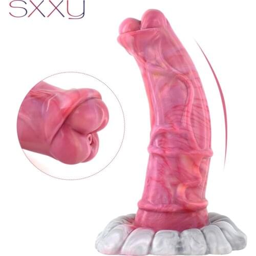 SXXY Paso Fino Horse Dildo with Suction Cup for Women Masturbate Gory Raw Meat Fantasy Animal Penis Curve Adult Anal Sex Toys
