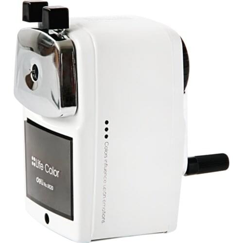 Metal Shell Student Pencil Sharpener, Steel Helical Blade Manual Colored Pencil Sharpener School Office Supply White, Blue