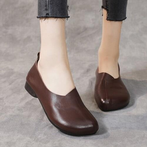 2021 Women Shoes Genuine Leather Woman Flat Shoes Comfortable Soft Casual Ladies Shoes Spring Round Toe Loafers Zapatos Mujer