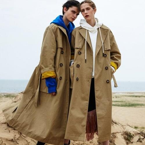 Bf Style Camel Color Windbreaker Womens Middle Long Knee Tie 2021 Spring British Style Classic Double Breasted Western Style