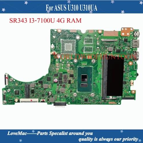 High quality 60NB0CJ0-MB2510 Laptop Motherboard For ASUS UX310UA MAINBOARD UX310UV Motherboard REV:2.0 SR343 I3-7100U 4G RAM